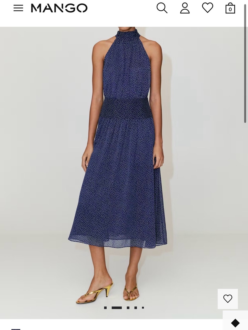 Navy Polka Dot Halter Maxi Dress